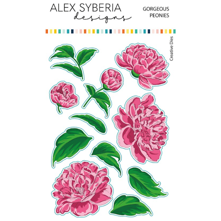 Alex Syberia Designs Gorgeous Peonies Stamp Die and Stencil Bundle
