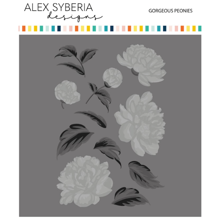 Alex Syberia Designs Gorgeous Peonies Stamp Die and Stencil Bundle