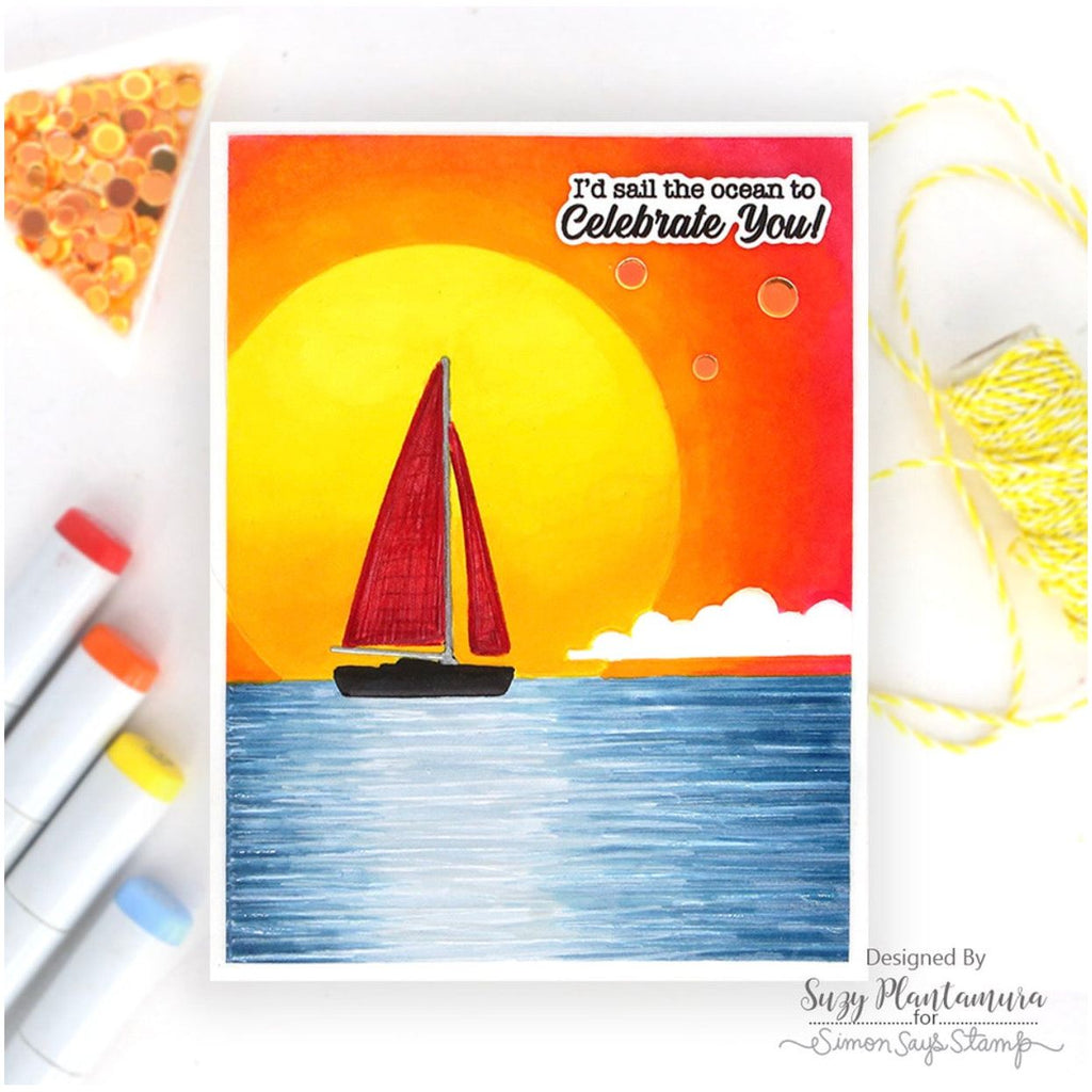 Simon Says Stamp Embossing Folder Sunshine Sailboat sf498 Friend Like You Celebrate You Card | color-code:ALT04