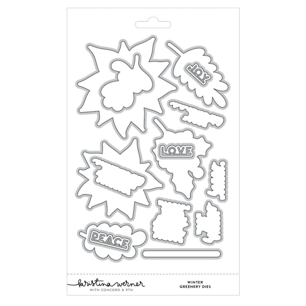 Concord & 9th Kristina Werner Winter Greenery Stamp Die and Stencil Bundle