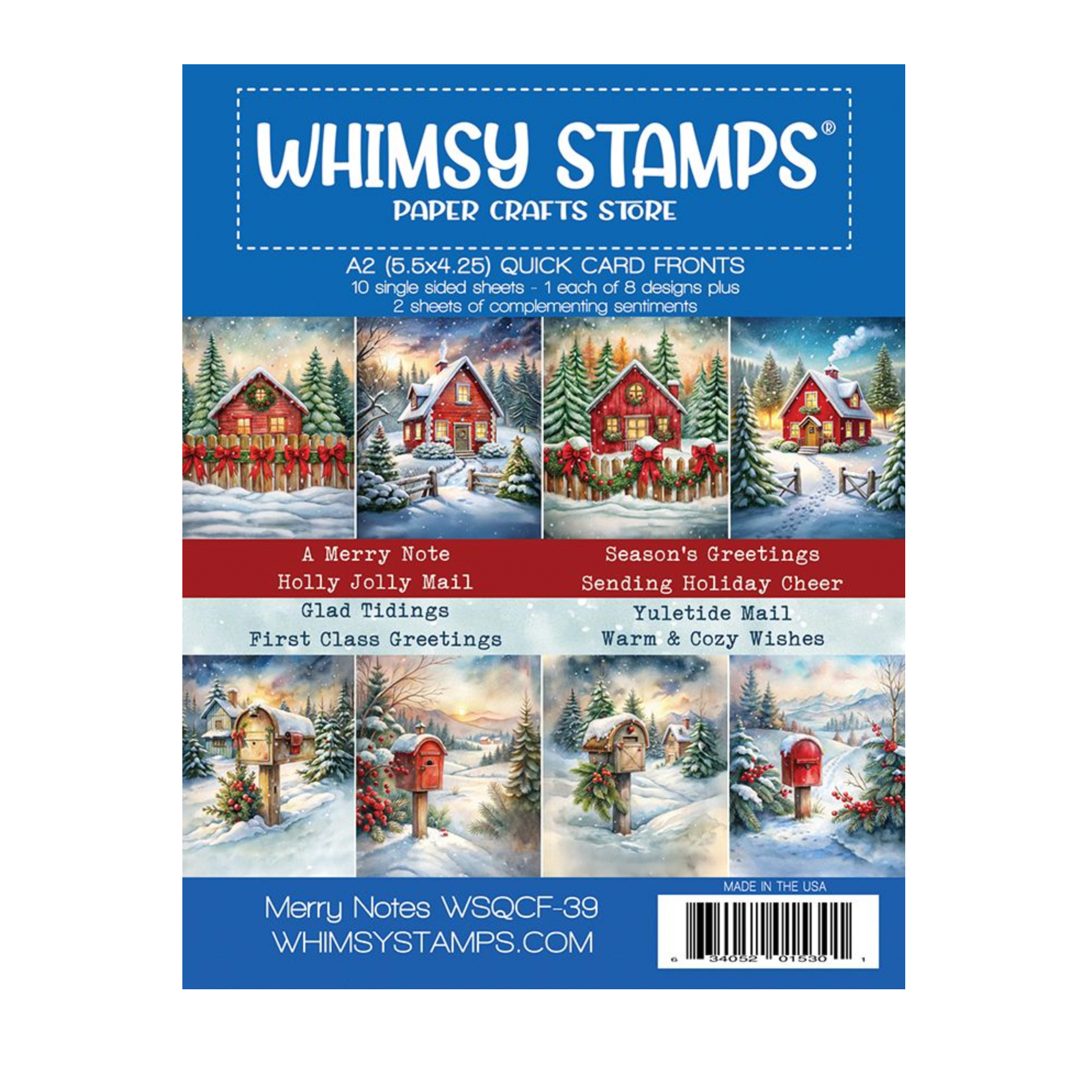 Whimsy Stamps Merry Notes Quick Card Fronts wsqcf-39