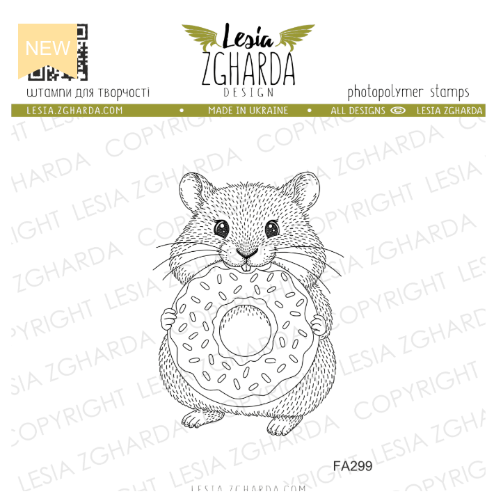 Lesia Zgharda Hampster with Donut Clear Stamp Set fa299