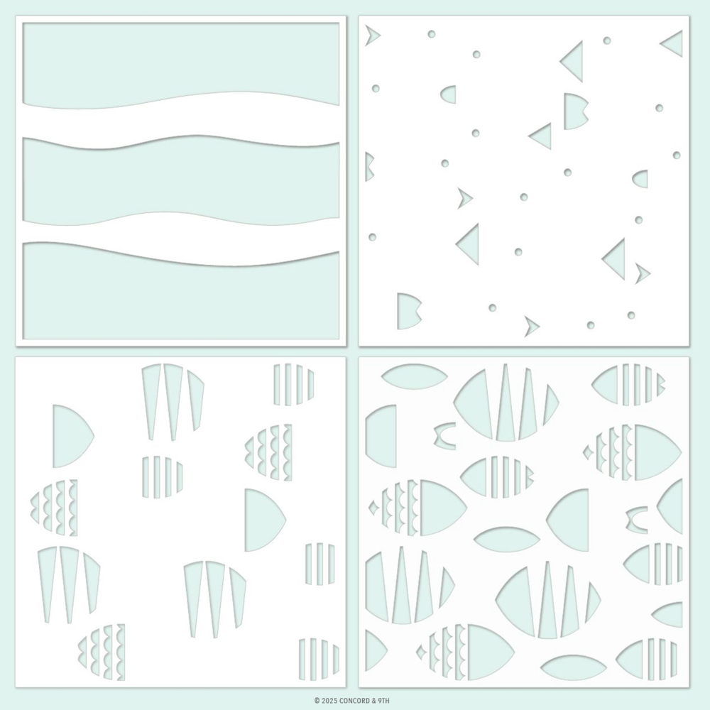 Concord & 9th Fish Friends Stamps Dies and Stencils Bundle