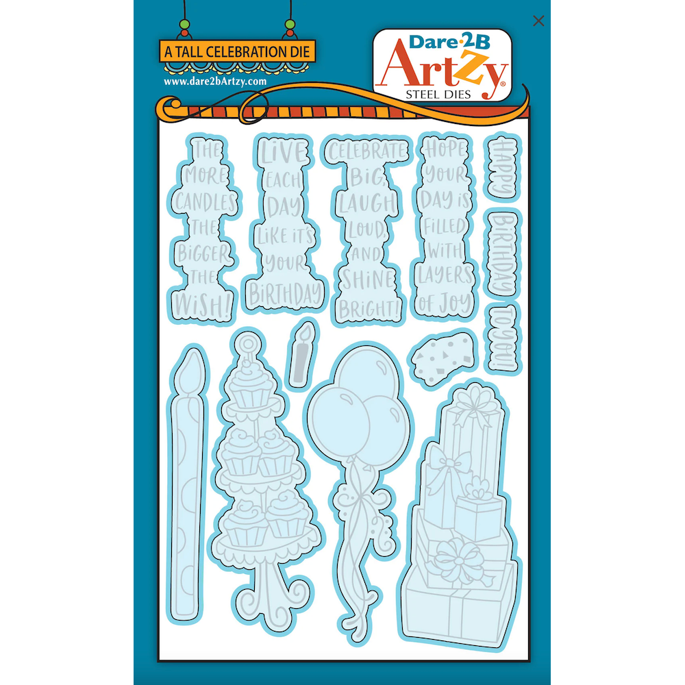 Dare 2B Artzy Tall Celebration Stamps and Dies Bundle