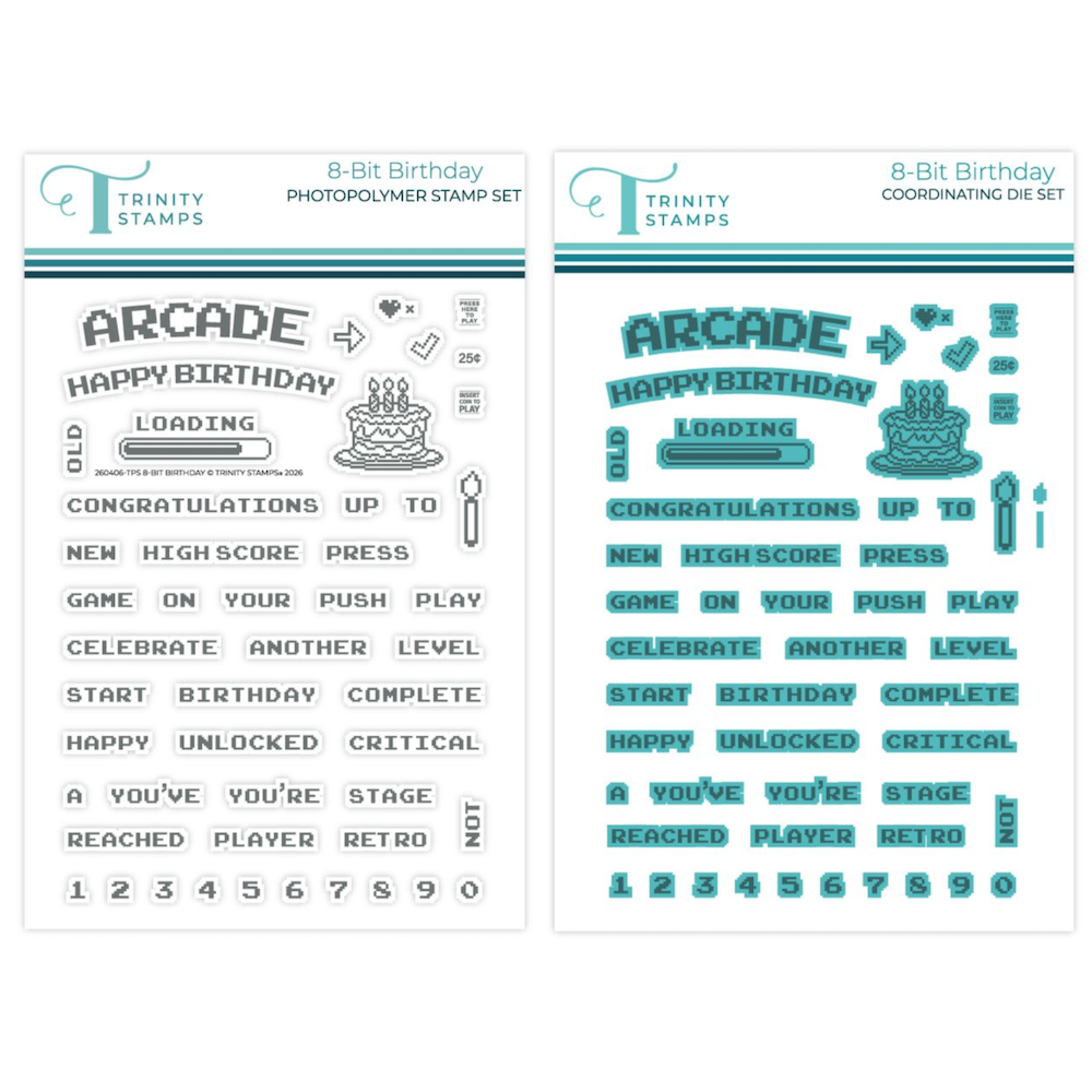 Trinity Stamps 8-Bit Birthday Stamps and Dies Bundle