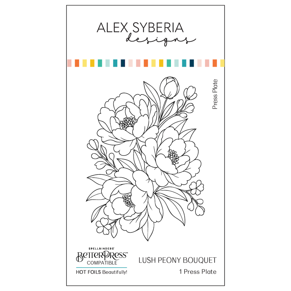 Alex Syberia Designs Lush Peony Bouquet Press Plate and Stencils Bundle