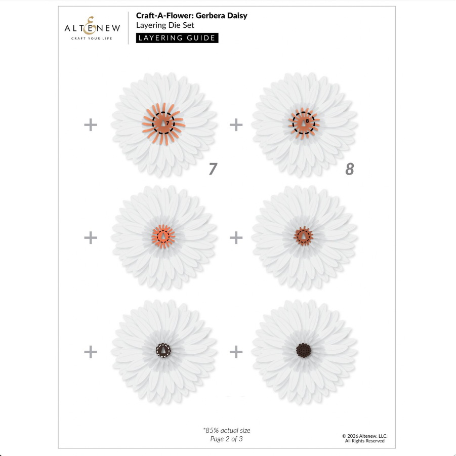 Altenew Craft-A-Flower Gerbera Daisy Layering Dies alt11449 layering guide 2
