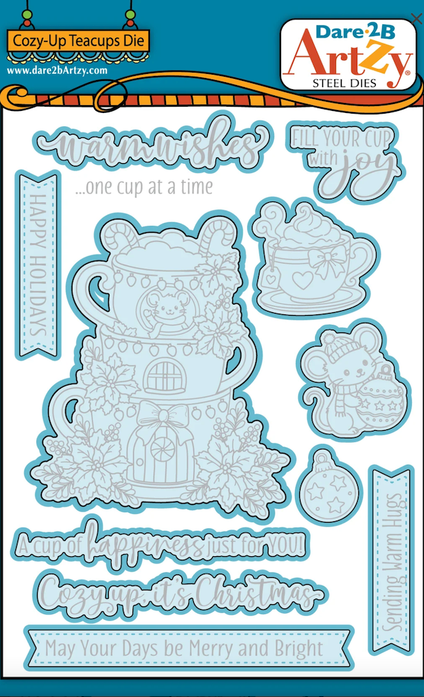 Dare 2B Artzy Cozy Up Teacups Stamps and Dies Bundle