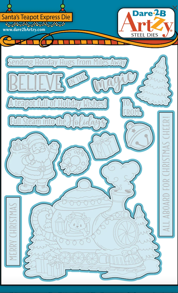 Dare 2B Artzy Santa's Teapot Express Stamps and Dies Bundle