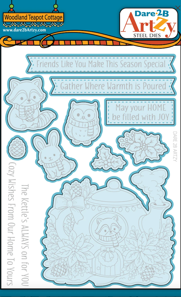 Dare 2B Artzy Woodland Teapot Cottage Stamps and Dies Bundle