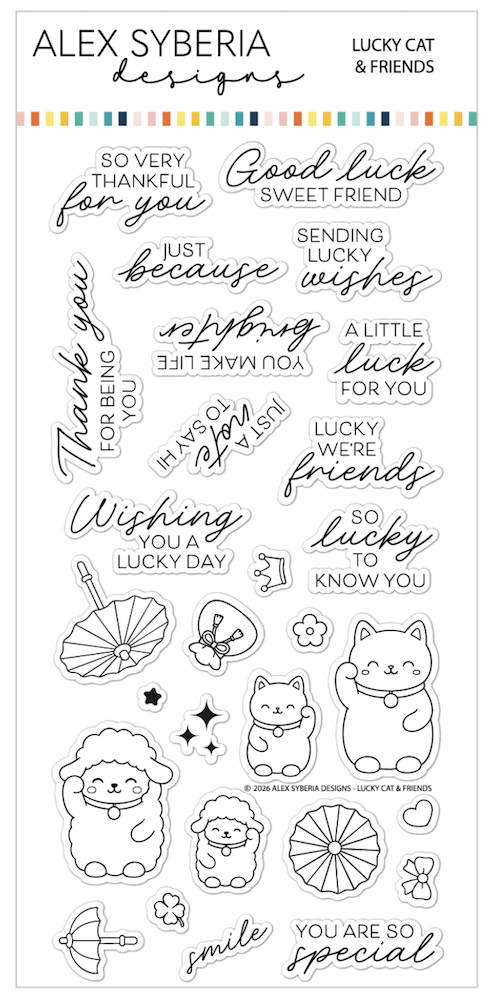 Alex Syberia Designs Lucky Cat & Friends Clear Stamp Set asd-sta-241