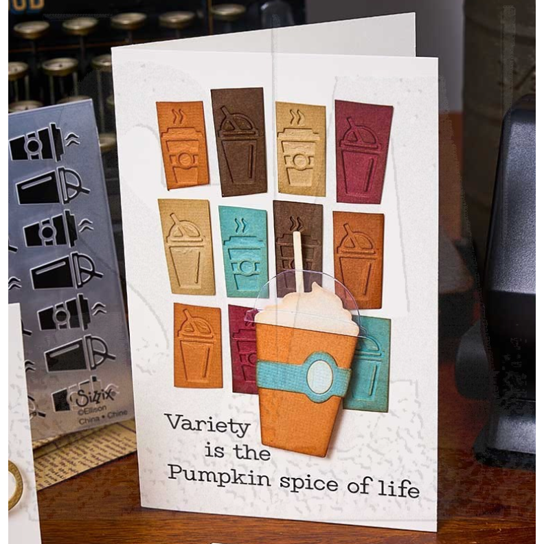 Tim Holtz Sizzix Fresh Brewed Sidekick Dies and Texture Fade 666862