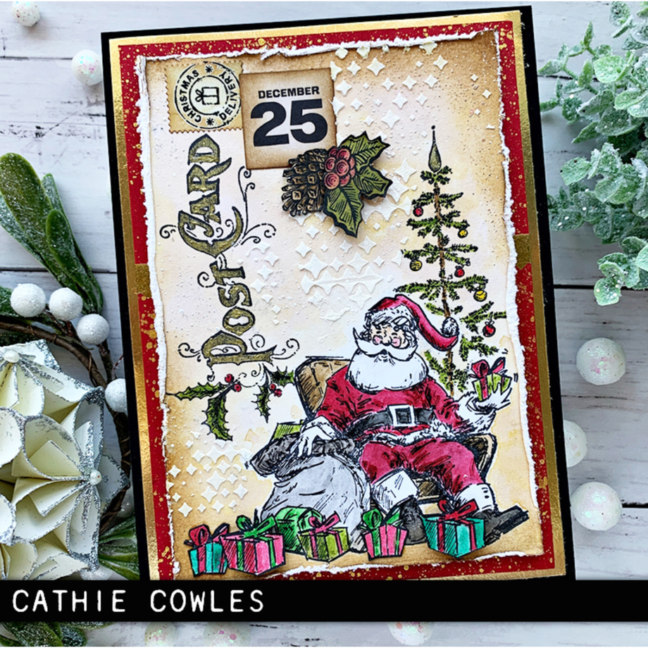 洋書 50years ofChristmasTables Tim Holtz Cling Rubber Stamps Santa Visit cms500 – Simon