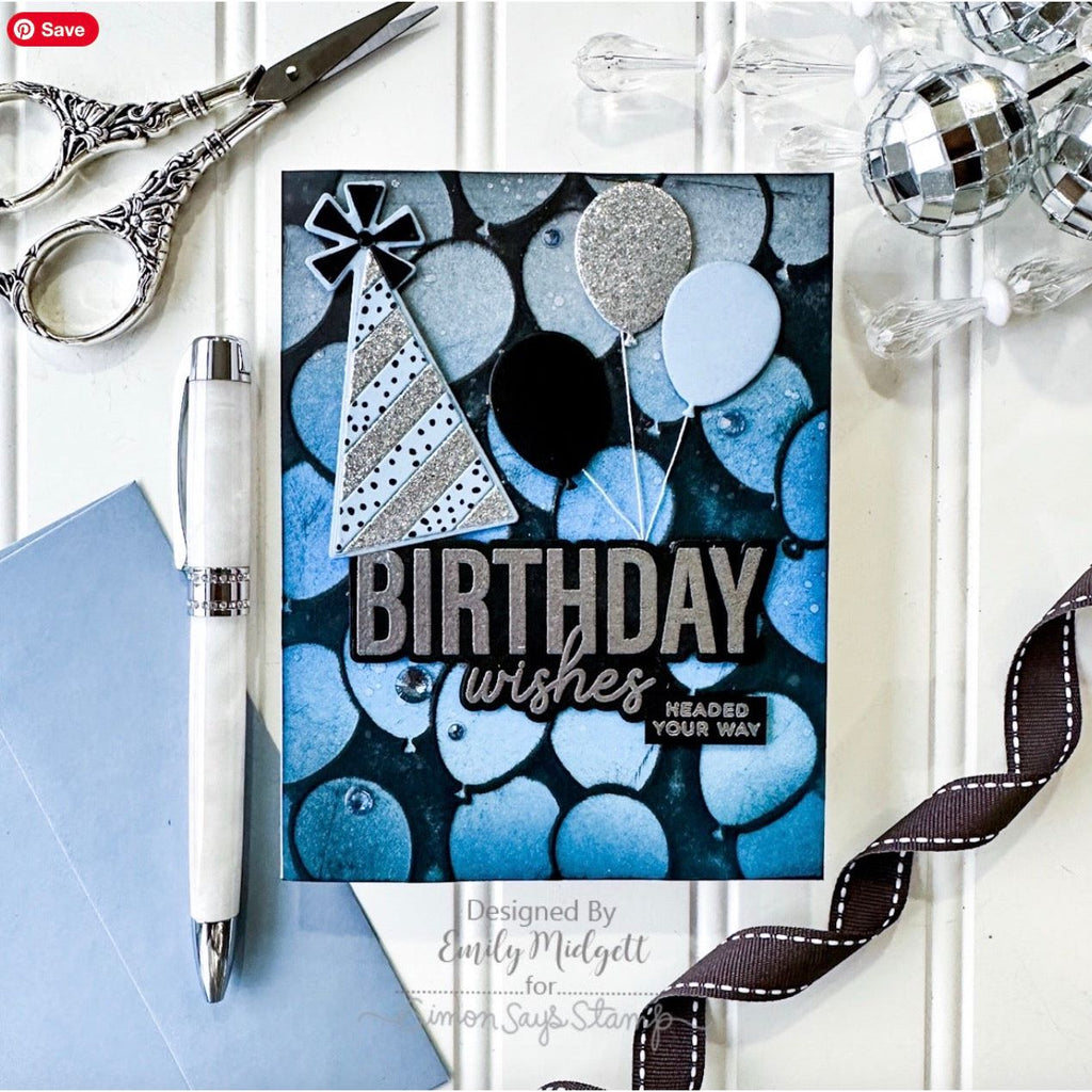 Simon Says Stamp Embossing Folder And Dies Party Balloons sfd327 Stamptember Birthday Card | color-code:ALT02