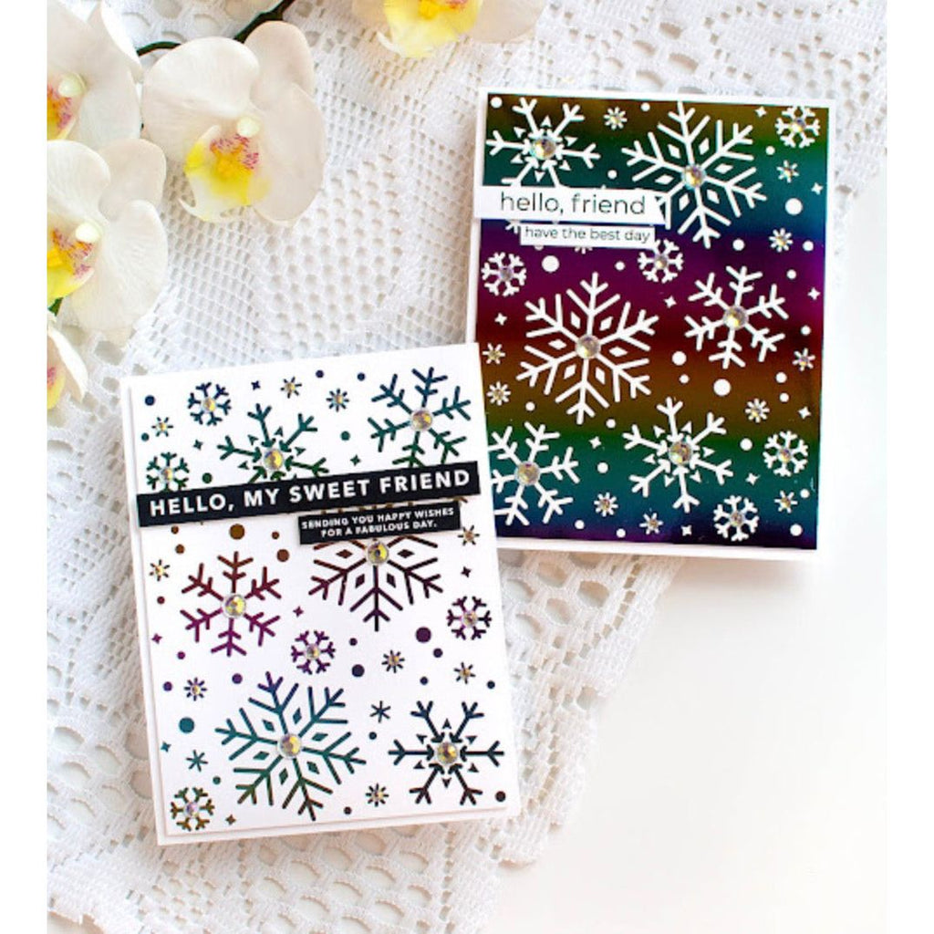 Simon Says Stamp Falling Snowflakes Foil Transfer Cards 1019sf Festive Fun Wintry Hello Cards | color-code:ALT06
