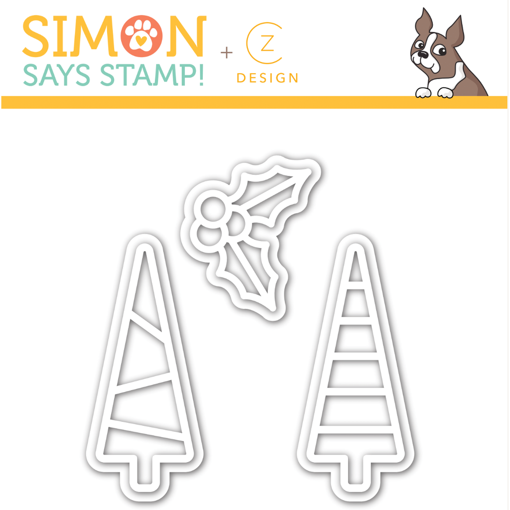 CZ Design CHUNKY TREES AND HOLLY Wafer Dies czd113