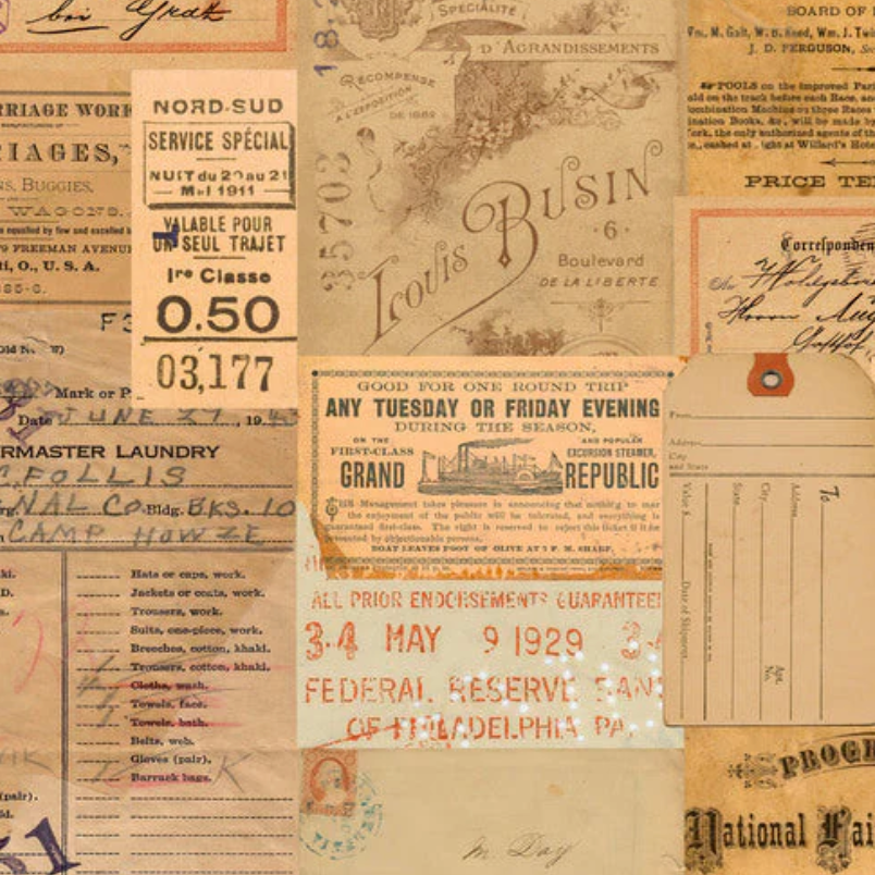 Tim Holtz Fabric By The Yard Orange Ephemera pwth235 Eclectic Elements Palette