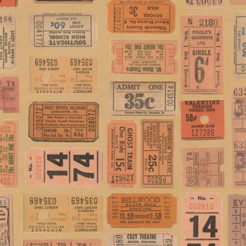 Tim Holtz Fabric By The Yard Orange Tickets pwth232 Eclectic Elements Palette