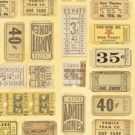 Tim Holtz Fabric By The Yard Yellow Tickets pwth242 Eclectic Elements Palette