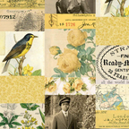 Tim Holtz Fabric By The Yard Yellow Collage pwth240 Eclectic Elements Palette