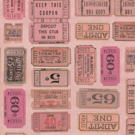 Tim Holtz Fabric By The Yard Pink Tickets pwth212 Eclectic Elements Palette