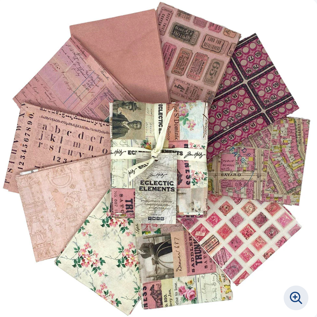Tim Holtz Fabric Palette Fat Quarters Bundle Pink Red Orange And Yellow