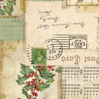 Tim Holtz Eclectic Elements Holidays Past Canvas Fabric By The Yard Postcard Collage