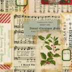Tim Holtz Eclectic Elements Holidays Past Fabric By The Yard Holiday Collage