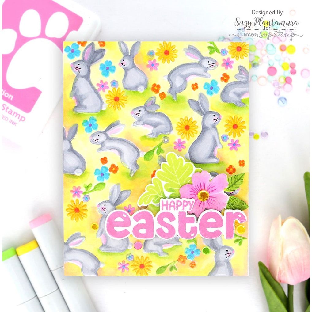 Simon Says Stamp Embossing Folder Springtime Bunnies sf516 Favorite Things Easter Card | color-code:ALT04
