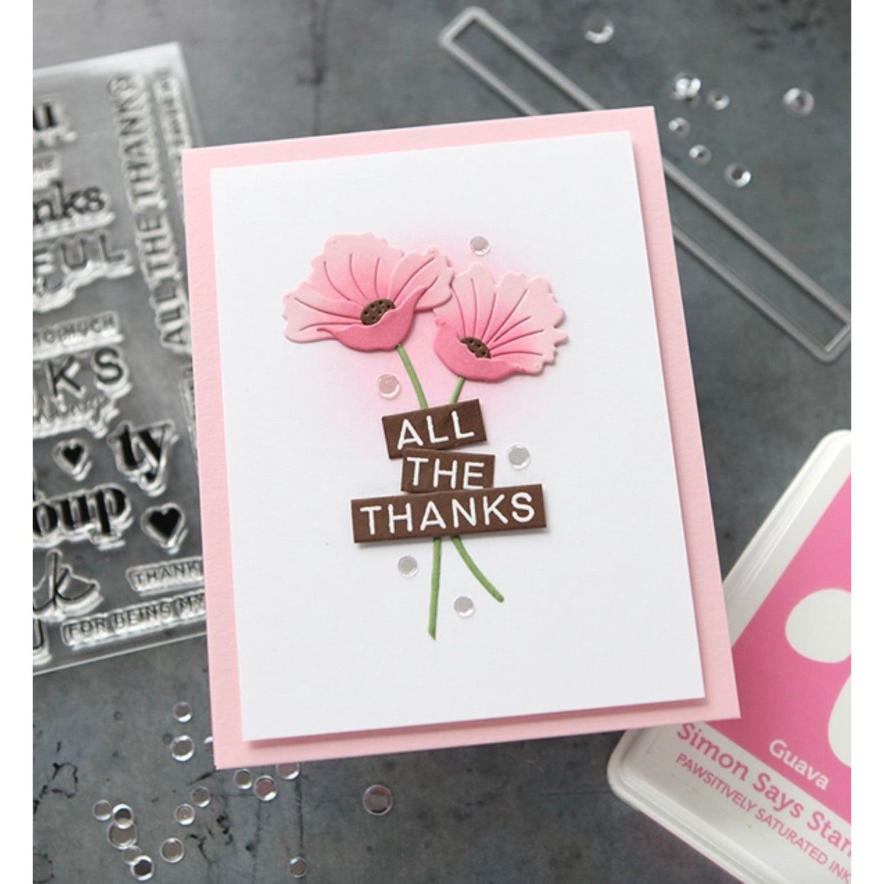 Simon Says Stamp Pretty Poppies Wafer Dies s998 Rain or Shine Thank You Card | color-code:ALT04