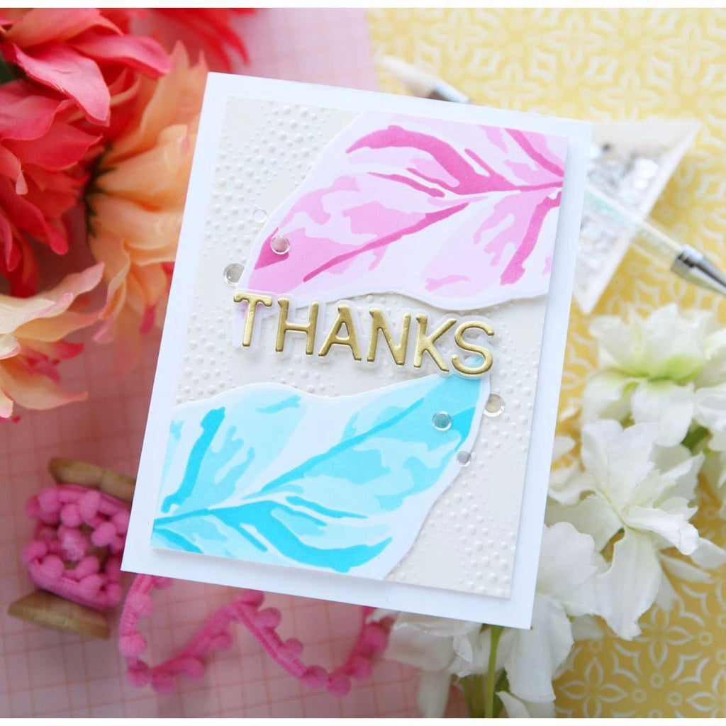 Simon Says Stamp Set of 4 Stencils White Fusion 1077mt Rain or Shine Thanks Card | color-code:ALT04