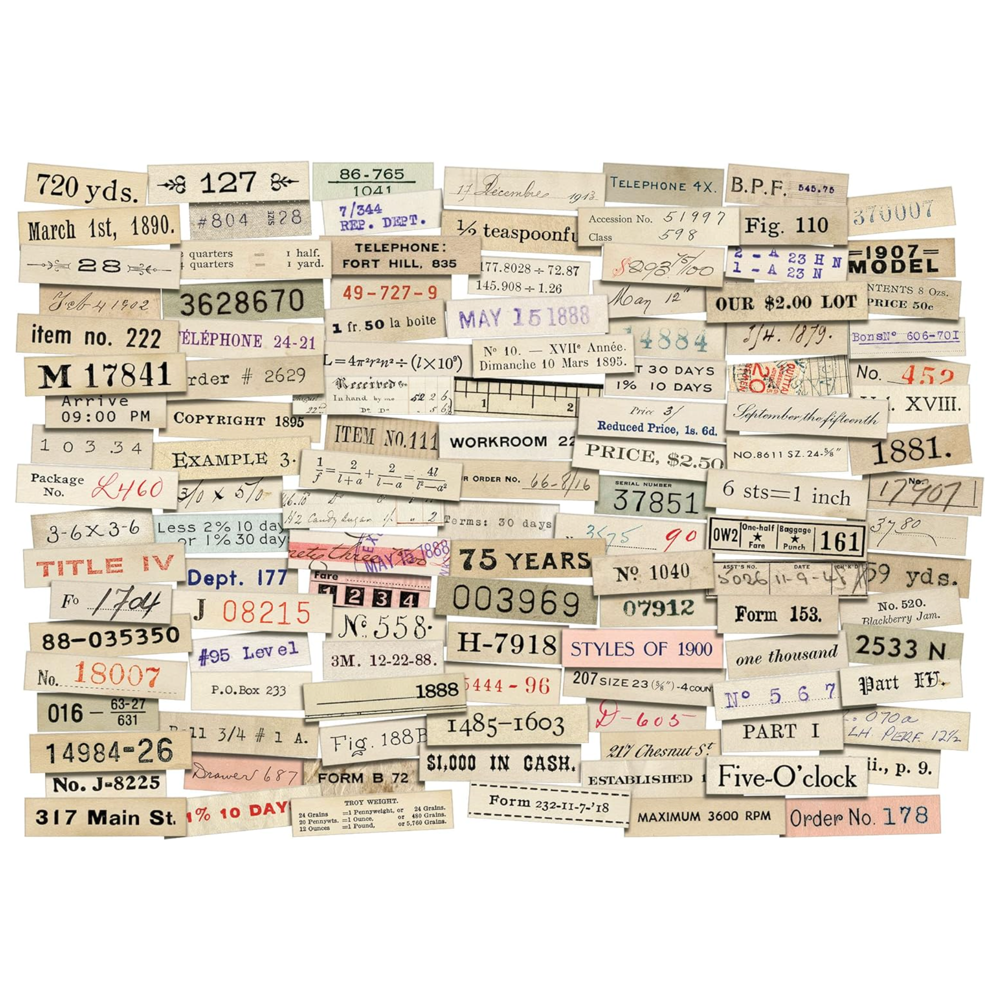 Tim Holtz idea-ology EPHEMERA SNIPPETS NUMBER STRIPS th94222