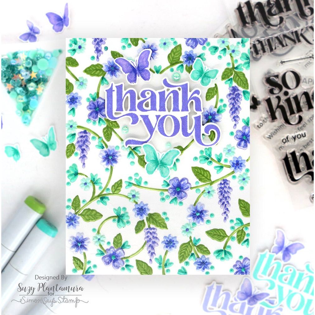 Simon Says Stamp Embossing Folder Heavenly Heart Floral Frame sf485 You Are My Favorite Thank You Card | color-code:ALT02
