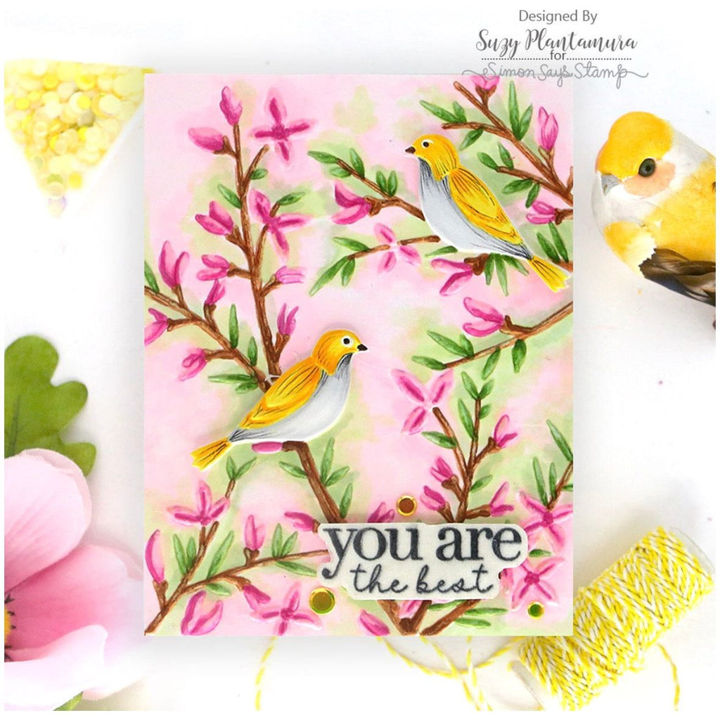 Simon Says Stamp Embossing Folder and Cutting Dies Bold Bird Branches sfd475 Moments in Time You're The Best Card | color-code:ALT08
