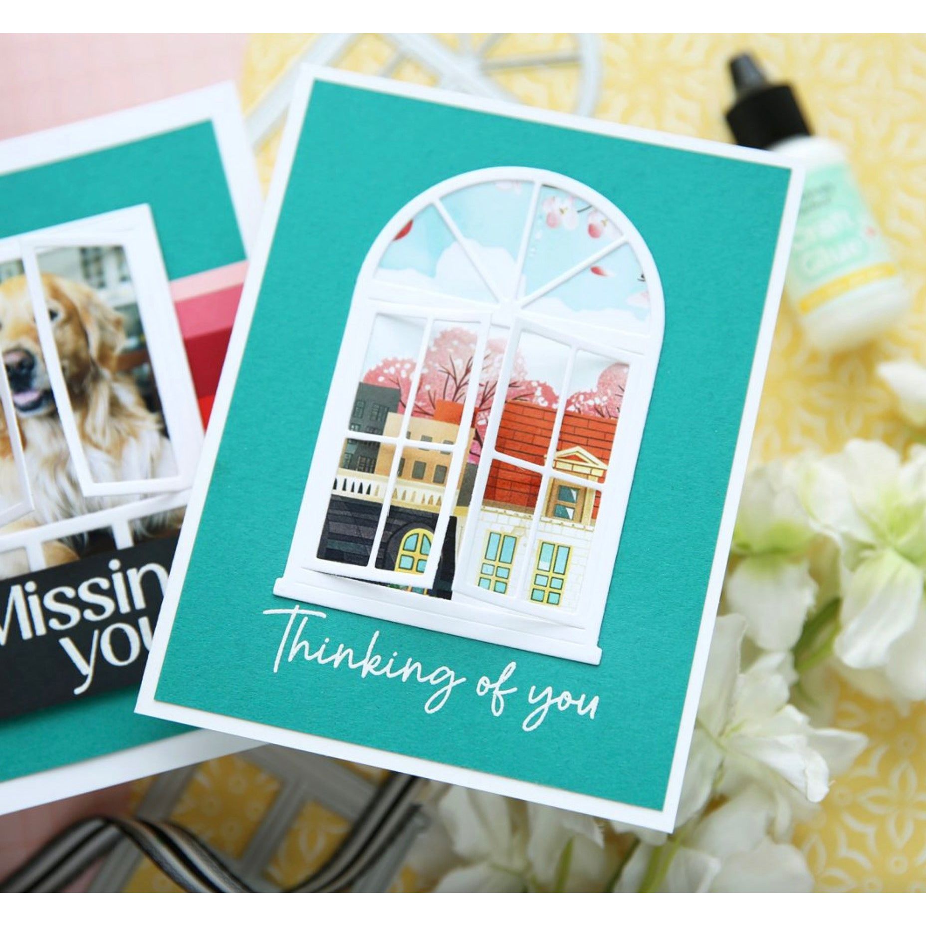 Simon Says Stamp Window Trio Wafer Dies 1401sd Thinking of You Card | color-code:ALT16
