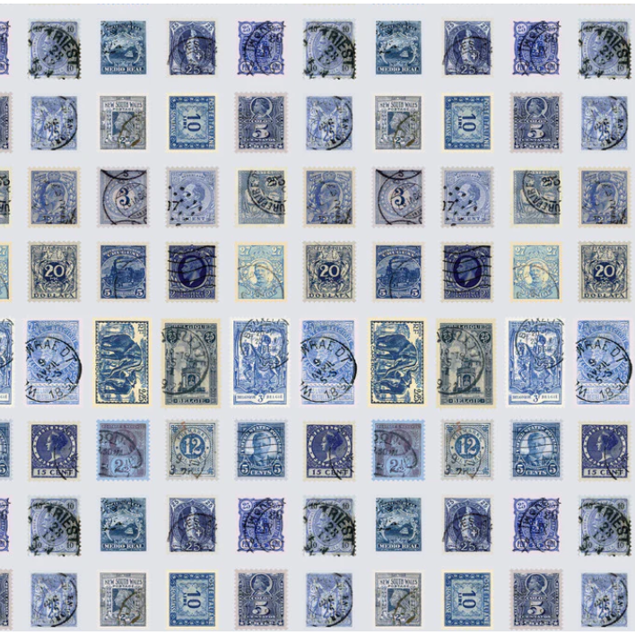 Tim Holtz Fabric By The Yard Indigo Stamps pwth291 Eclectic Elements Palette