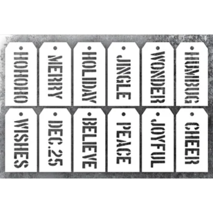 Tim Holtz Set of 12 Element Stencils Christmas EST003