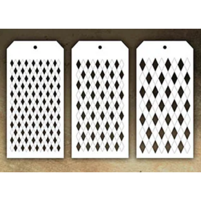 Tim Holtz Set of 3 Shifter Stencils Multi Harlequin THSM02