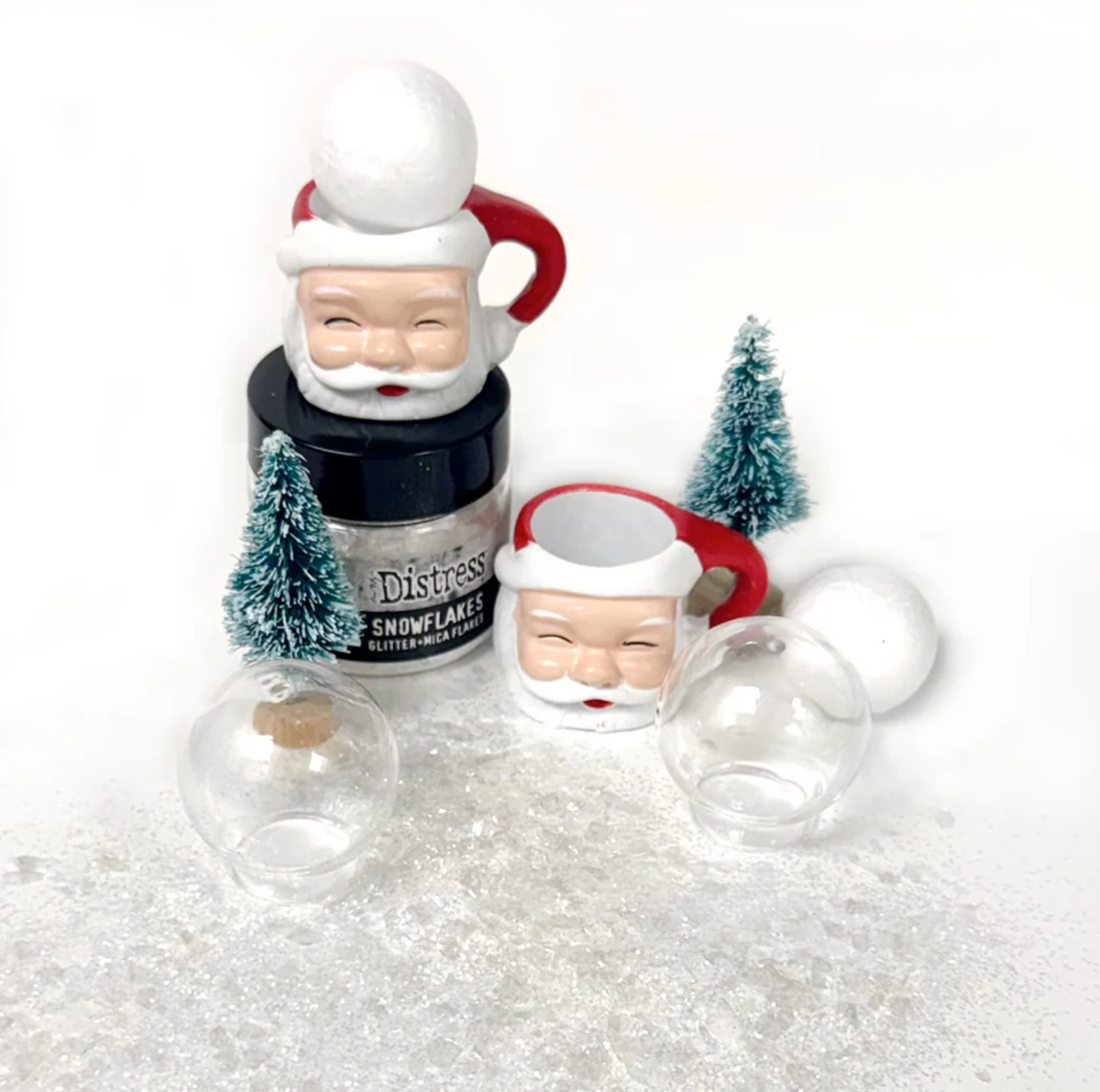 Set of 4 Mini Glass Snowglobes
