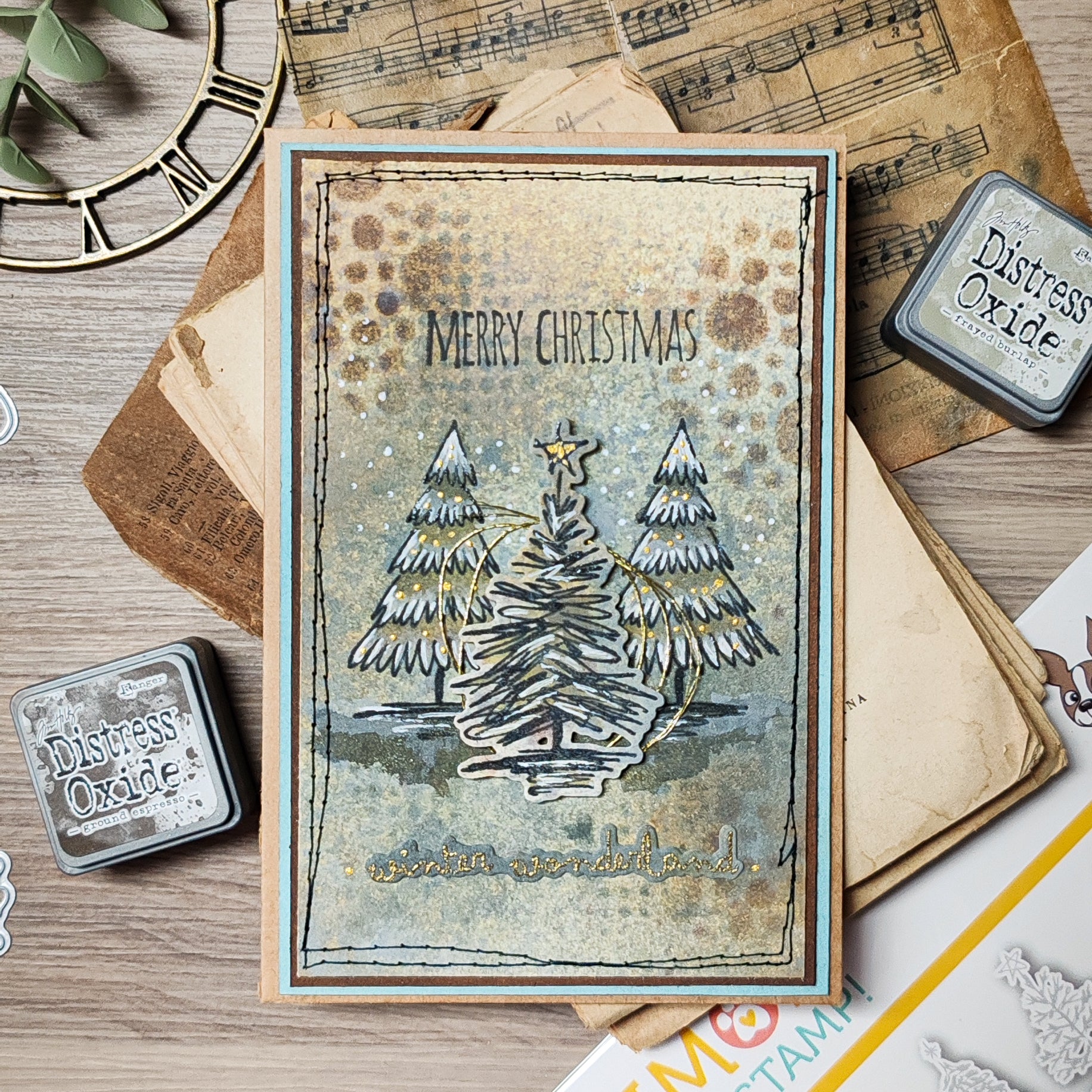 Tim Holtz Scribbly Christmas Stamps with Simon Says Stamp Dies Bundle setsc25 Christmas Card