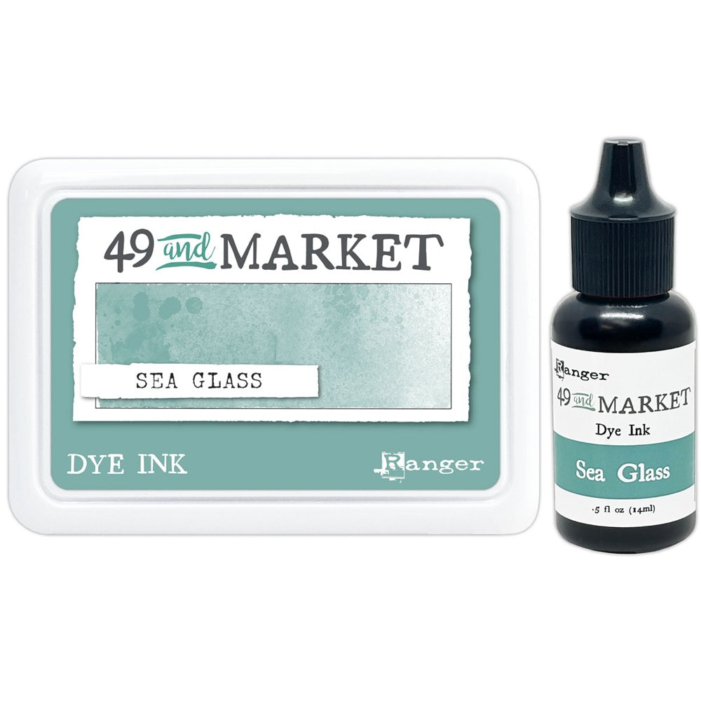 Ranger 49 and Market Sea Glass Dye Ink Pad And Reinker Bundle