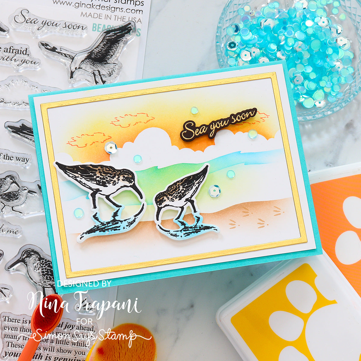 Sea You Soon Beach Birds Sample Card