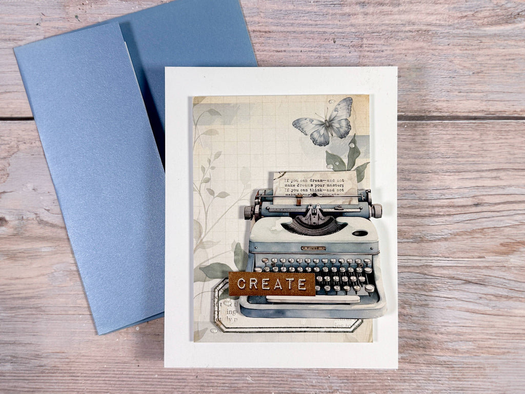 Stamperia Create Happiness Secret Diary 6 Cards Scrapbooking Sheet sbb991 typewriter