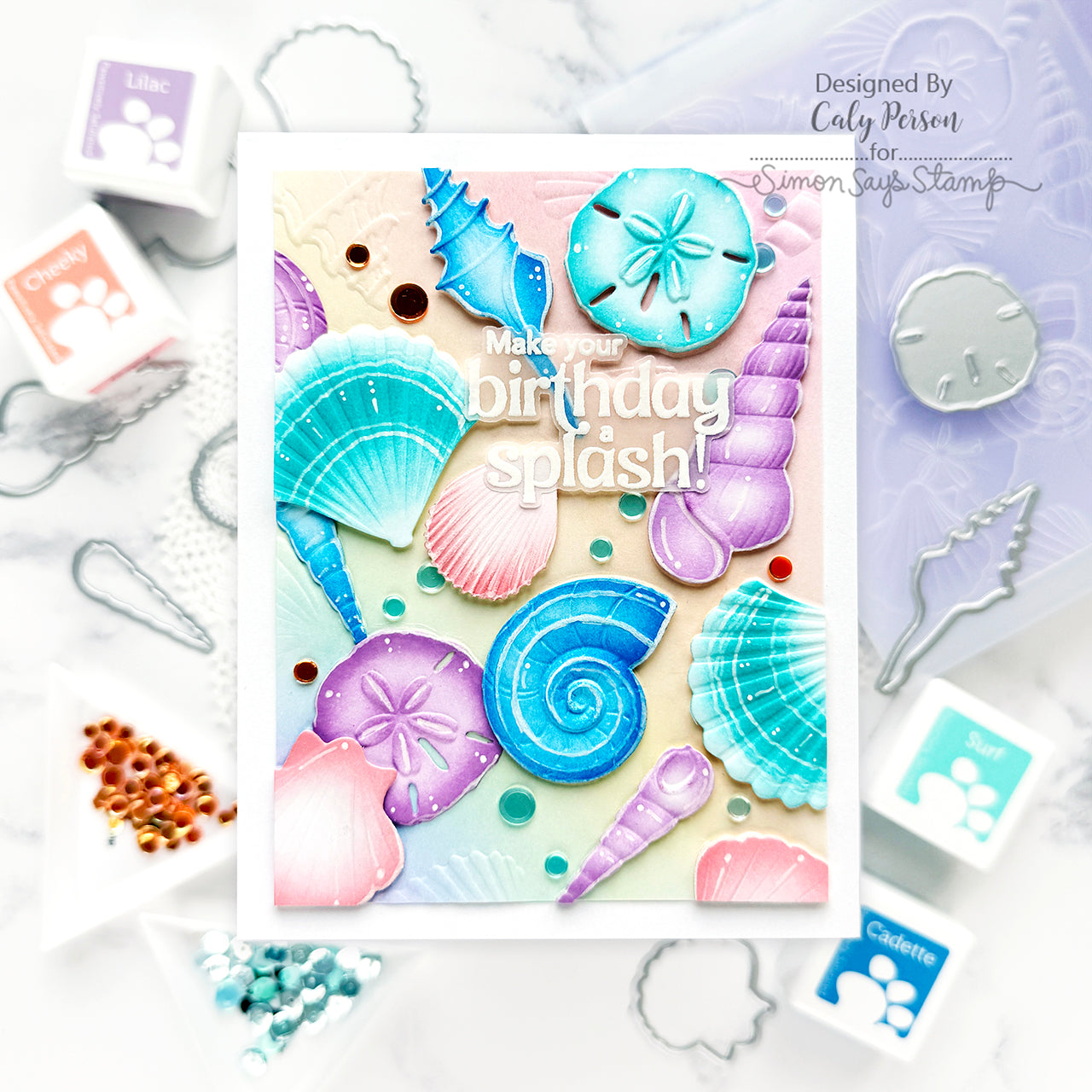 Simon Says Stamp Embossing Folder Sensational Seashells sf495 Friend Like You Birthday Card | color-code:ALT01