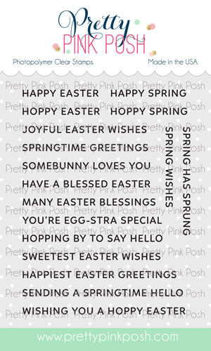 Pretty Pink Posh Sentiment Strips Easter Clear Stamps