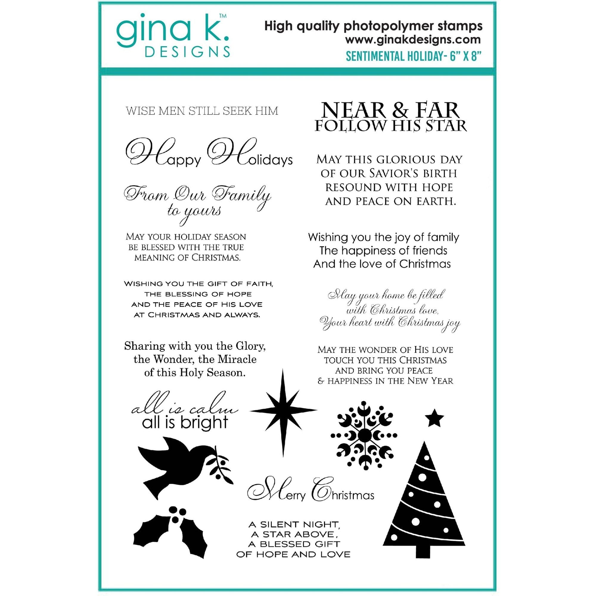 Gina K Designs SENTIMENTAL HOLIDAY Clear Stamps 6994