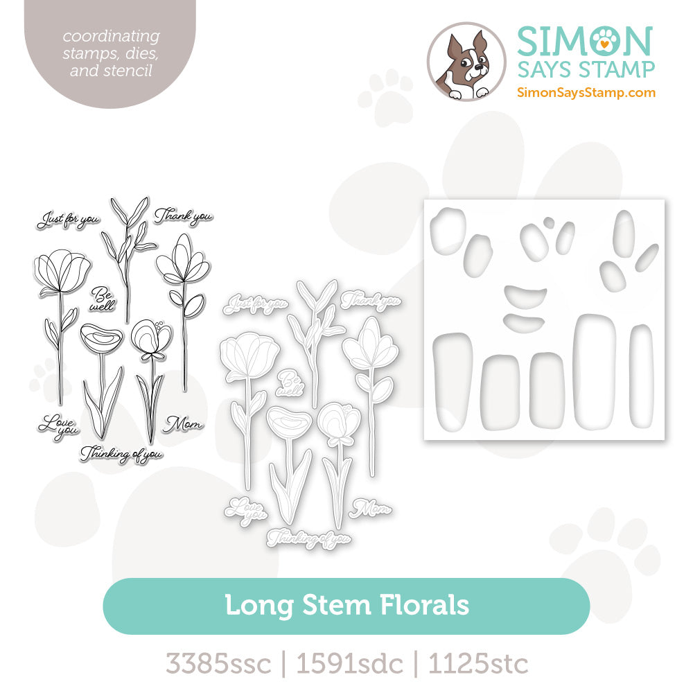 Simon Says Stamps Dies and Stencil Long Stem Florals set1218ls