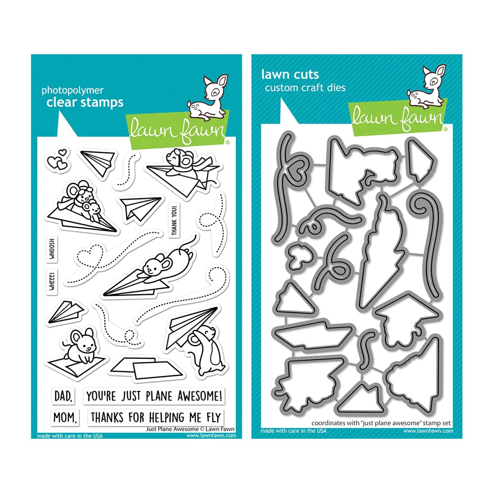 Lawn Fawn Set Just Plane Awesome Clear Stamps and Dies lfsjpa