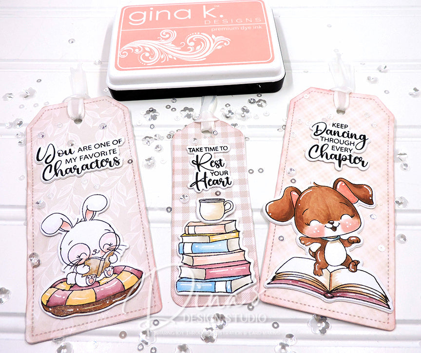 Set of 3 Bookmarks showcasing the Cozy Chapters stamp and die set