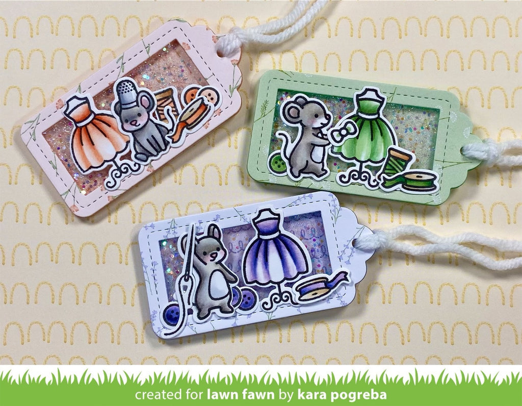 Lawn Fawn Set Sew Very Mice Clear Stamps and Dies lfsvm Sparkly Mice Dress Tags | color-code:ALT2
